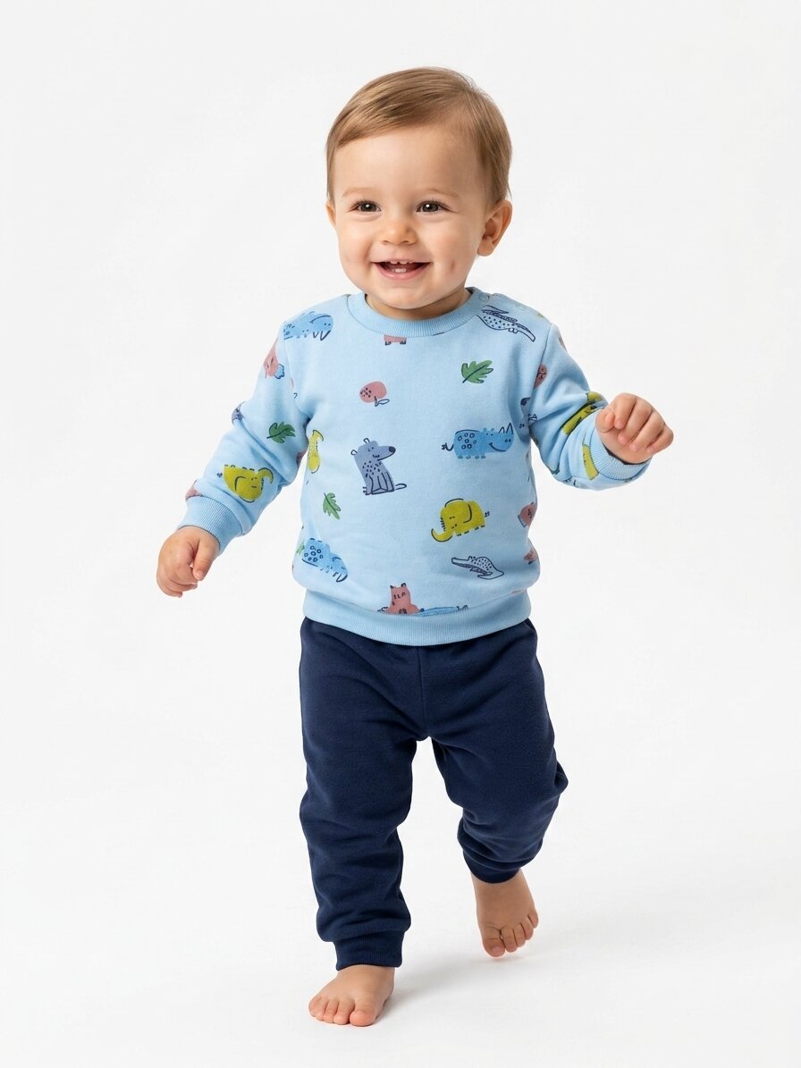 Pamuklu Animals  Detaylı Erkek Bebek Günlük 2li Takım Pijama - Görsel 2