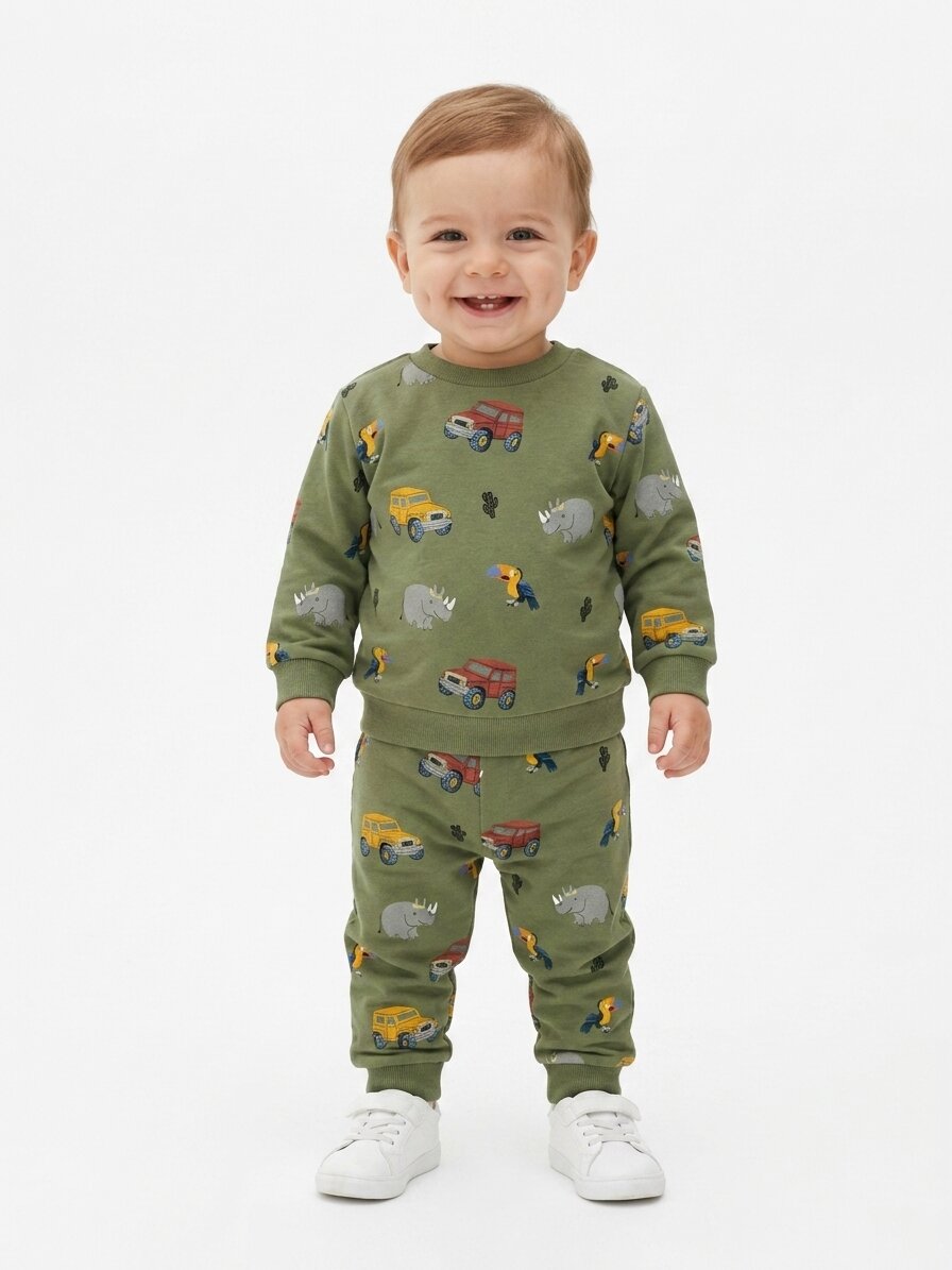 Pamuklu Araba Detaylı 2li Erkek Bebek Pijama Takımı - Görsel 2