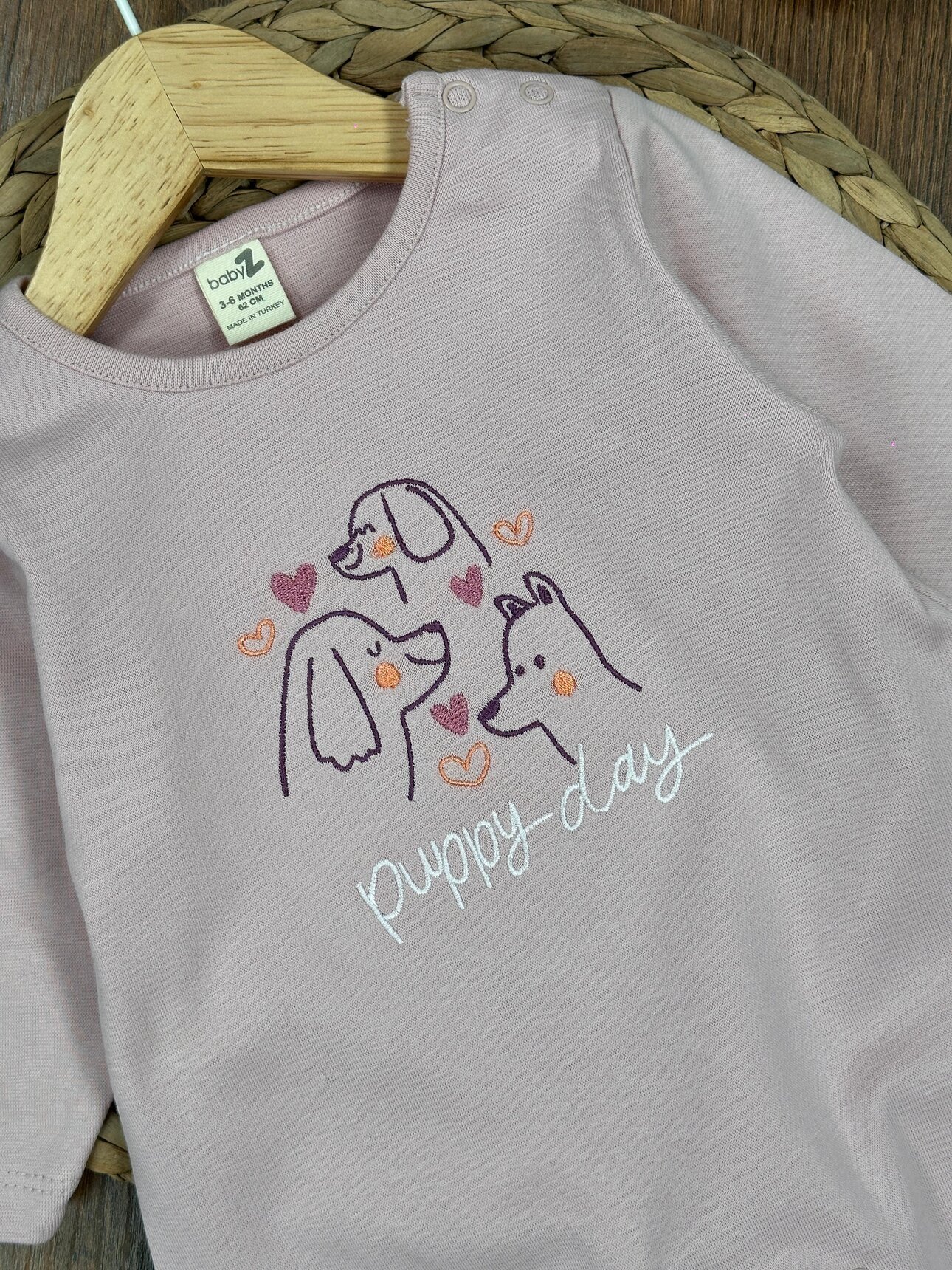 Organik Sevimli Köpek Desenli Kız Bebek 1li Tulum - Görsel 6