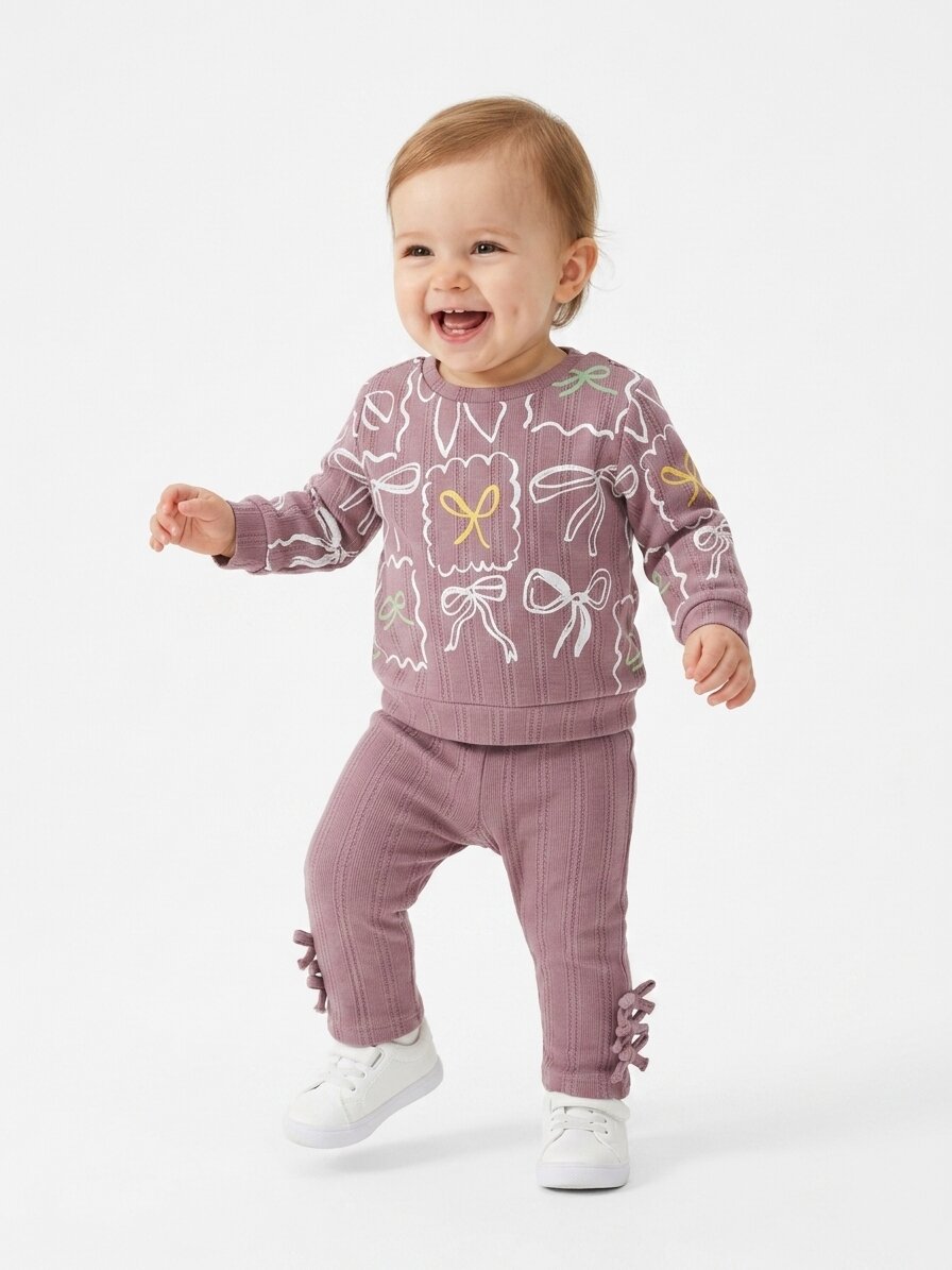 Pamuk Mutluluk Desenli Kız Bebek 2li Takım - Görsel 3
