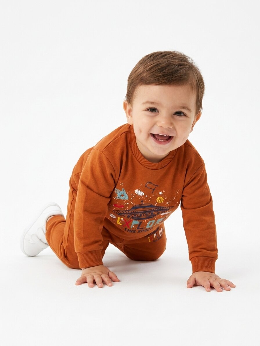 Pamuklu Uzay Detaylı 2li Erkek Bebek Takım - Görsel 3