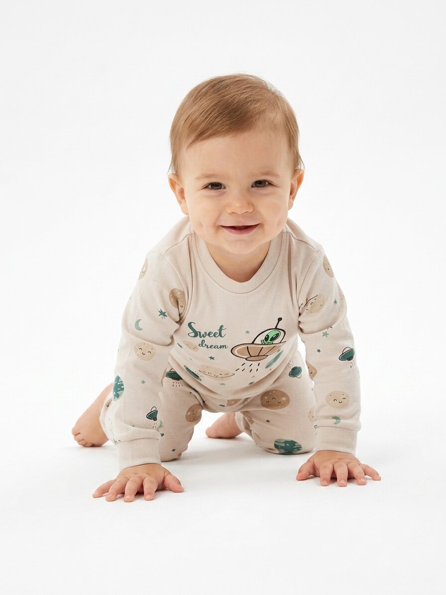 Pamuklu Uzay Detaylı 2li Erkek Bebek Pijama Takımı - Görsel 2