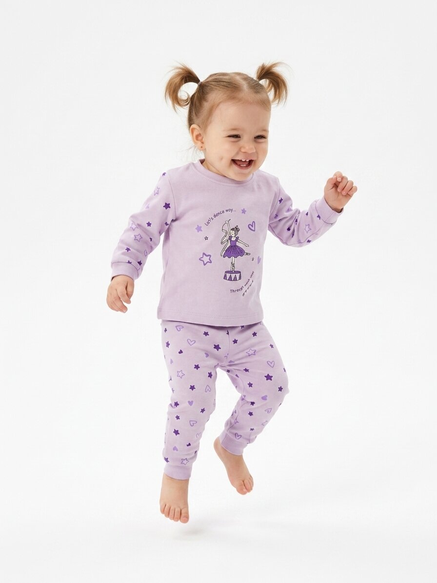 Pamuklu Balerin Detaylı Kız Bebek 2li Pijama Takımı - Görsel 3