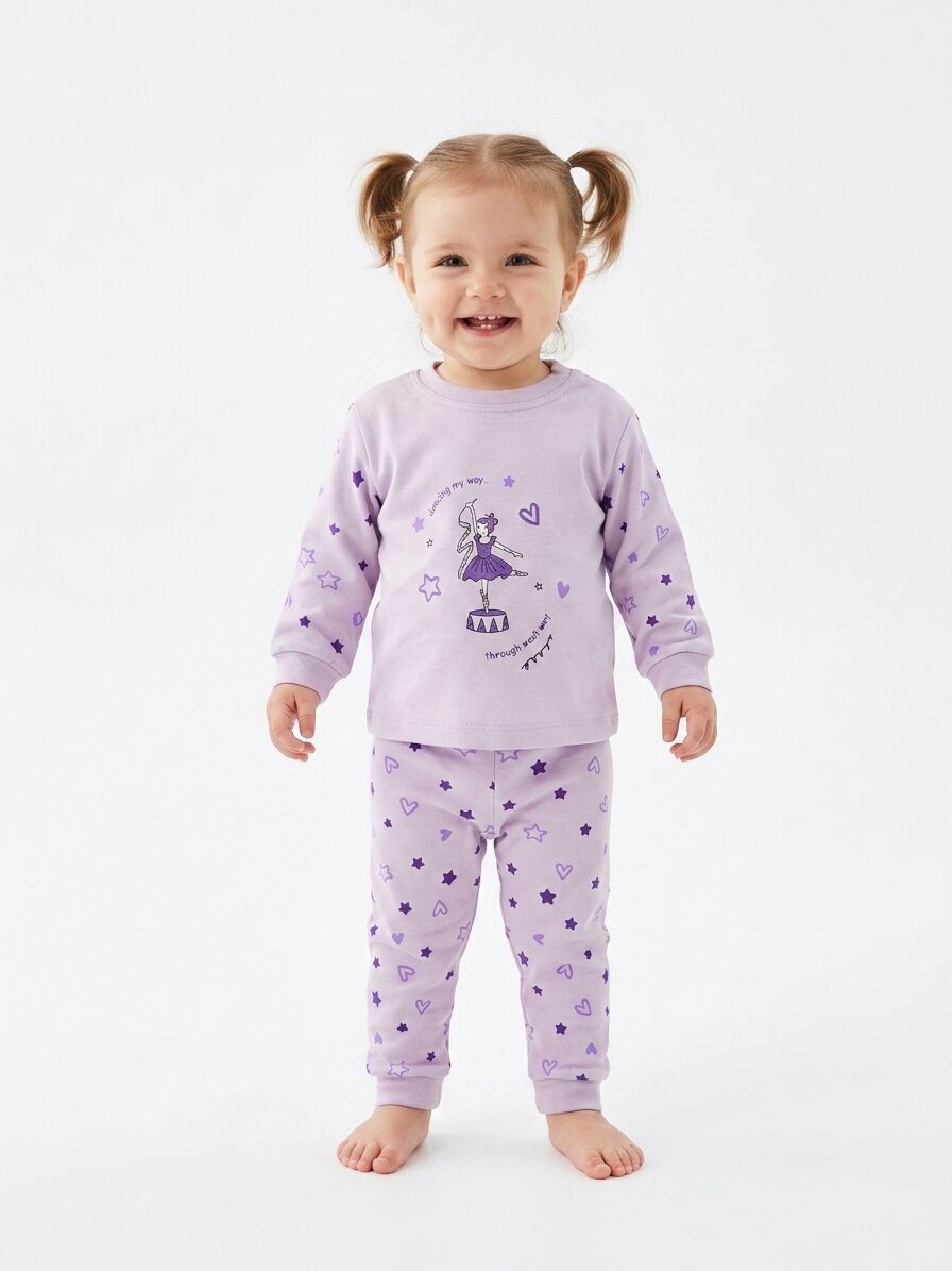 Pamuklu Balerin Detaylı Kız Bebek 2li Pijama Takımı - Görsel 4
