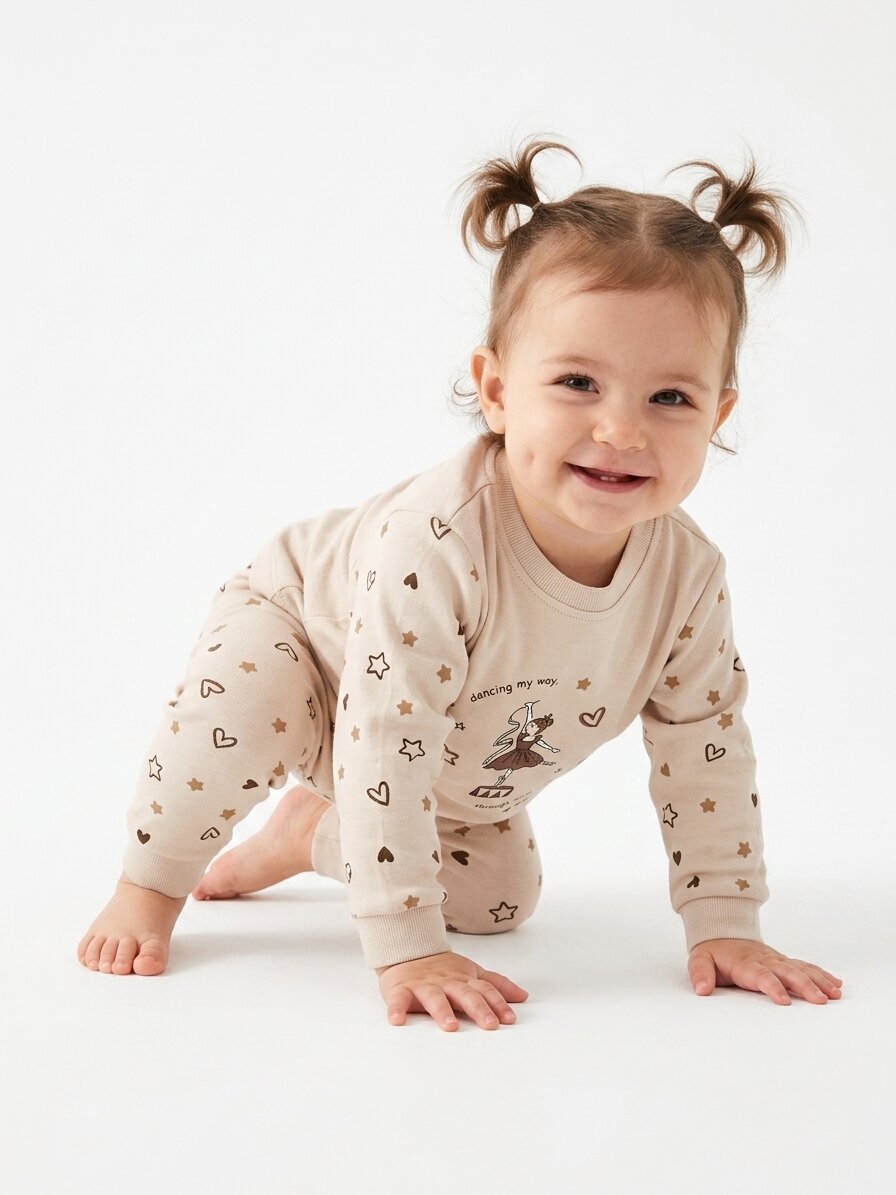 Pamuklu Balerin Detaylı Kız Bebek 2li Pijama Takımı - Görsel 2
