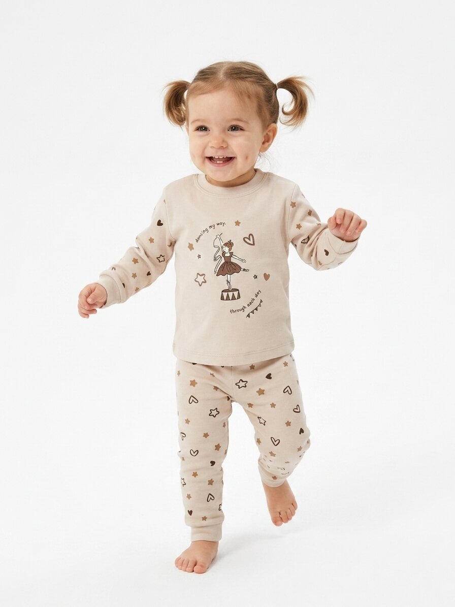 Pamuklu Balerin Detaylı Kız Bebek 2li Pijama Takımı - Görsel 3