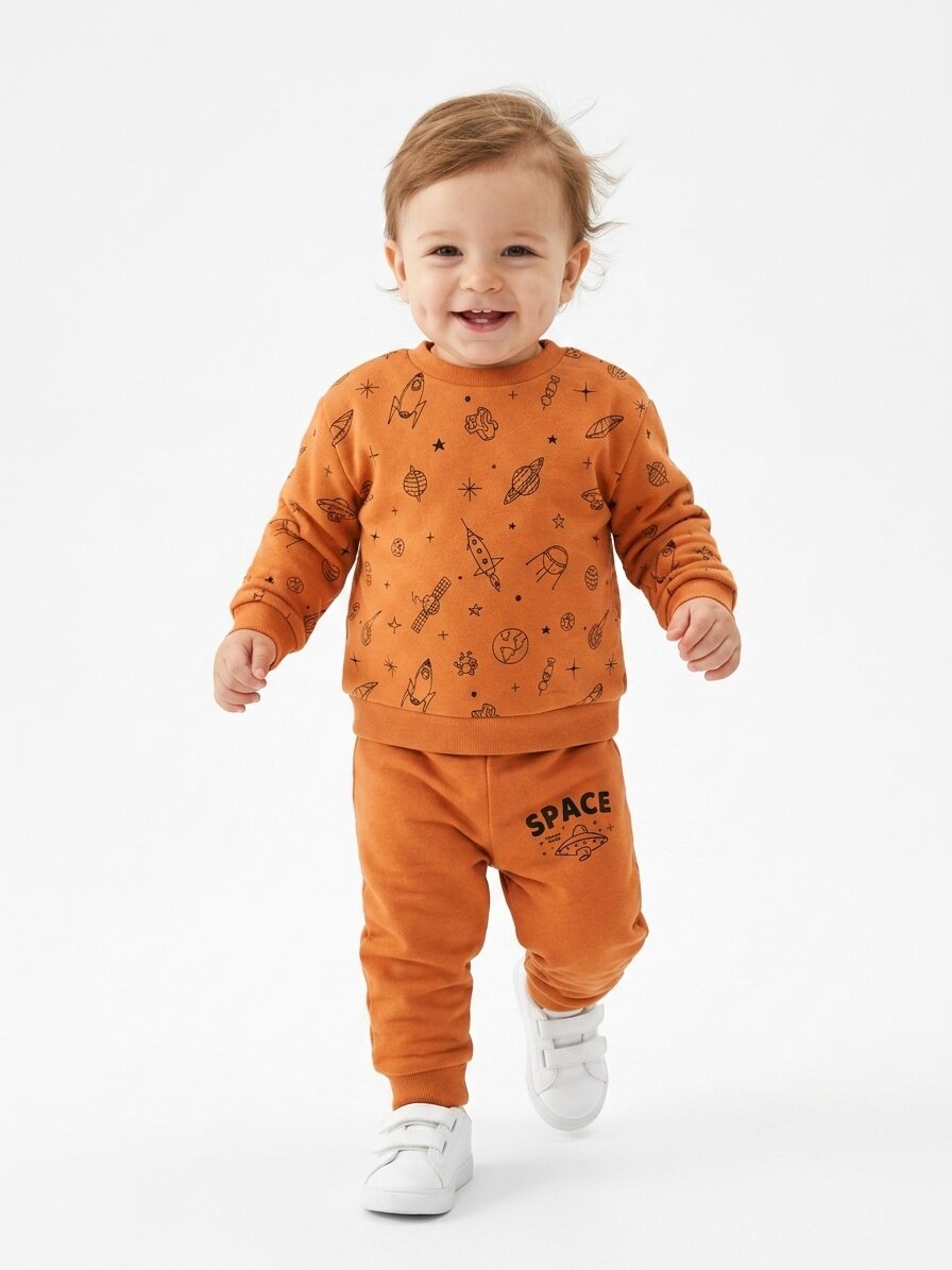 Organik Uzay Desenli Erkek Bebek 2li Takım - Görsel 3