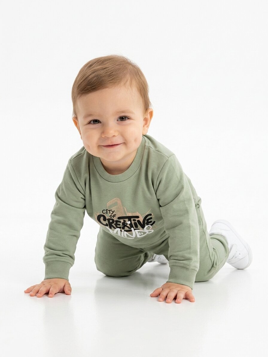 Pamuklu Bisiklet Yaka 2Lİ Erkek Bebek Takım - Görsel 2