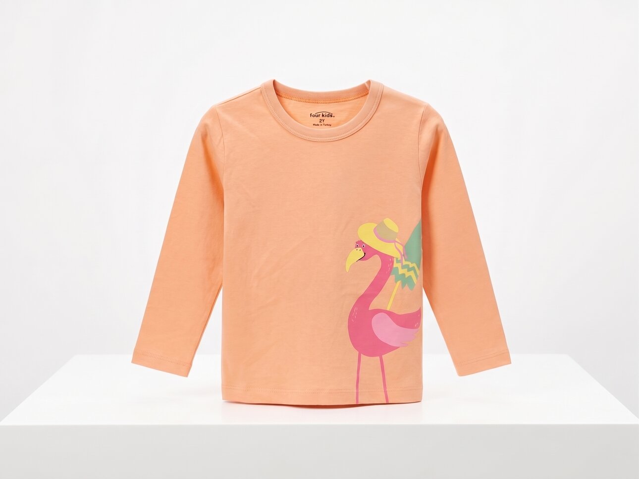 Pamuk Flamingo Baskılı Kız Çocuk Tişört