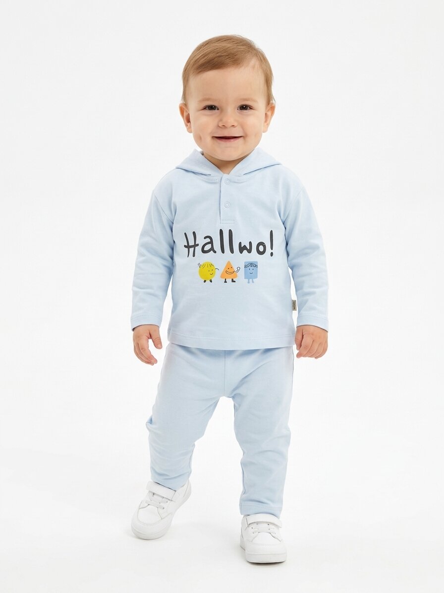 Pamuk Baskılı Unisex Bebek 2li Takım - Görsel 2
