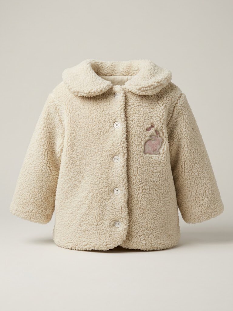 Peluş Tavşan Detaylı Kız Bebek Mont Varyantı