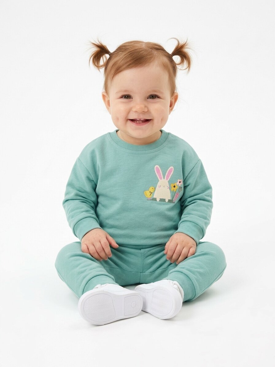 Pamuklu Tavşan Detaylı  Kız Bebek 2li Takım