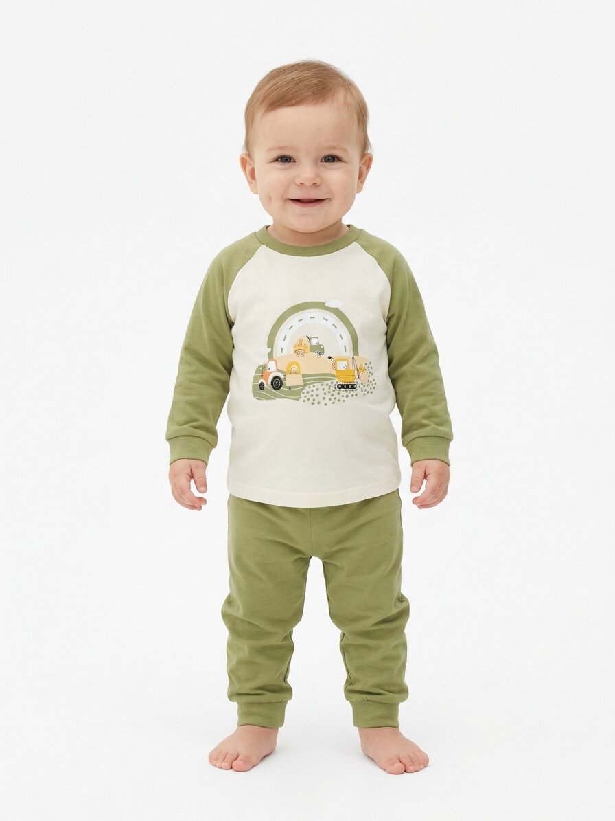 Pamuklu Araba Detaylı 2li Erkek Bebek pijama Takımı - Görsel 2