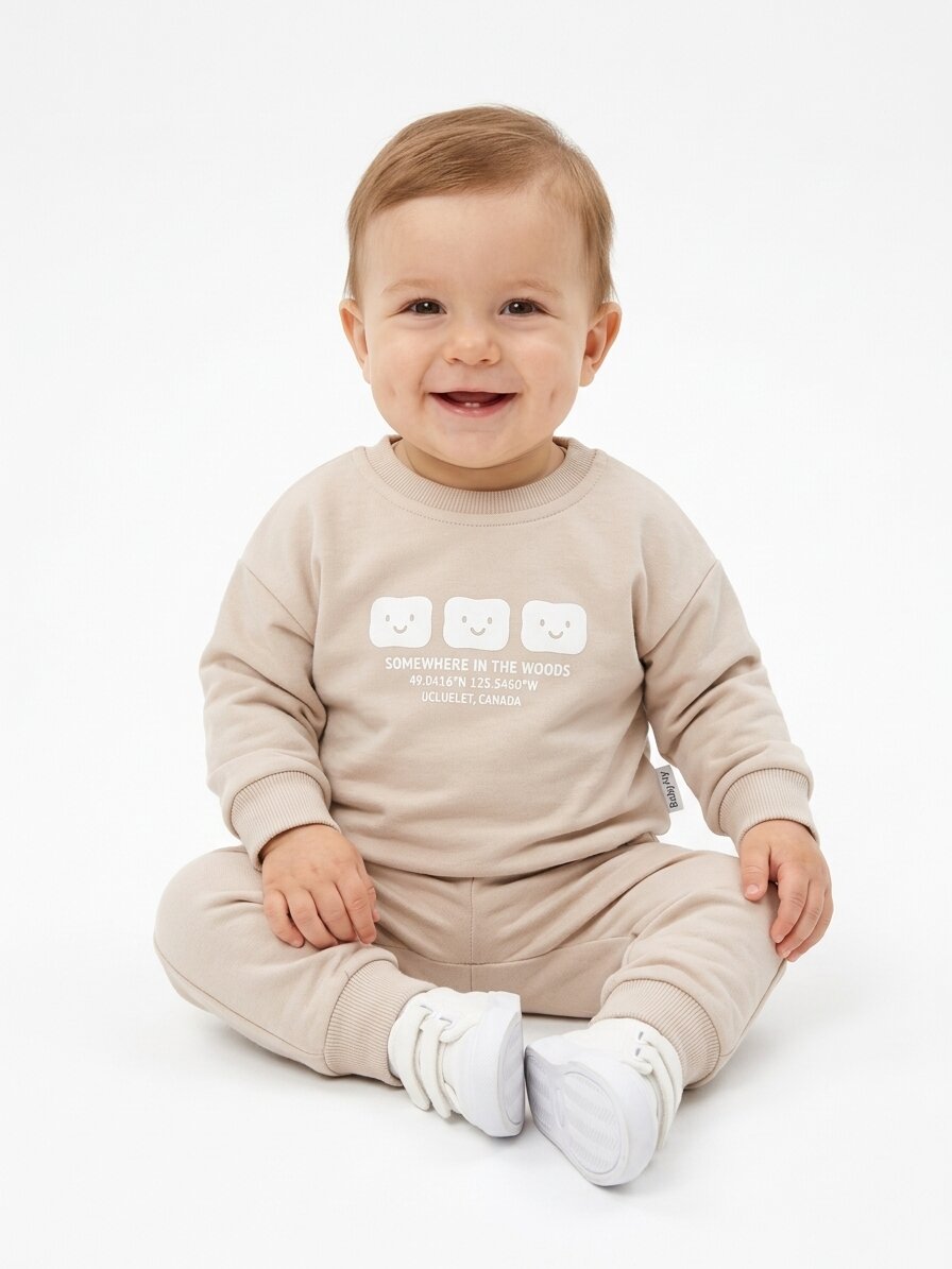 Pamuklu Sırt Figürlü Smile Detaylı Erkek Bebek 2li Takım - Görsel 4