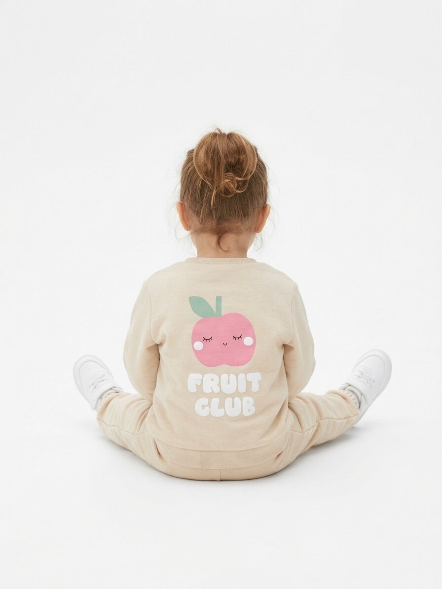 İki İplik Mevsimlik Elma Detaylı 2li Kız Bebek Takım - Görsel 2