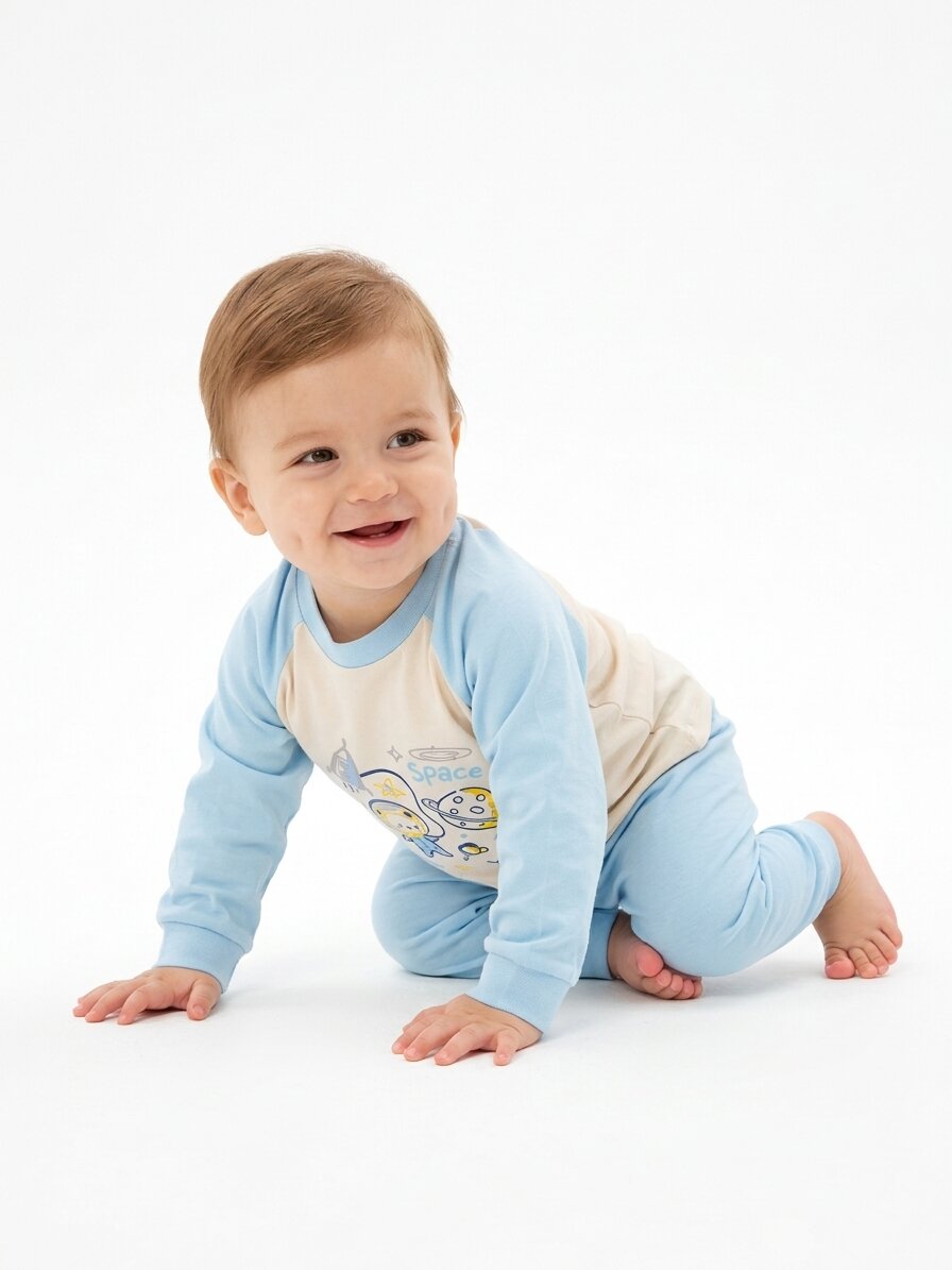 Pamuk Uzay Detaylı Erkek Bebek 2li Pijama Takımı - Görsel 2