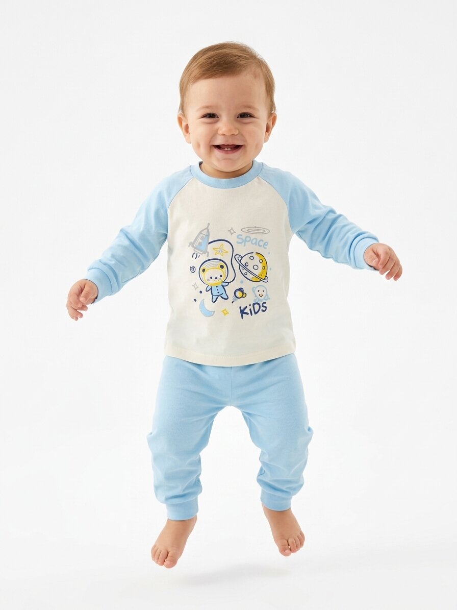 Pamuk Uzay Detaylı Erkek Bebek 2li Pijama Takımı - Görsel 3