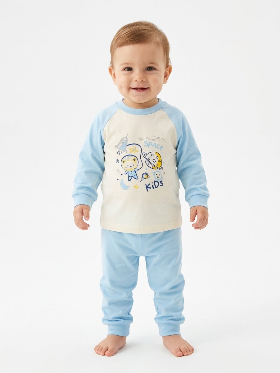 Pamuk Uzay Detaylı Erkek Bebek 2li Pijama Takımı - Görsel 4