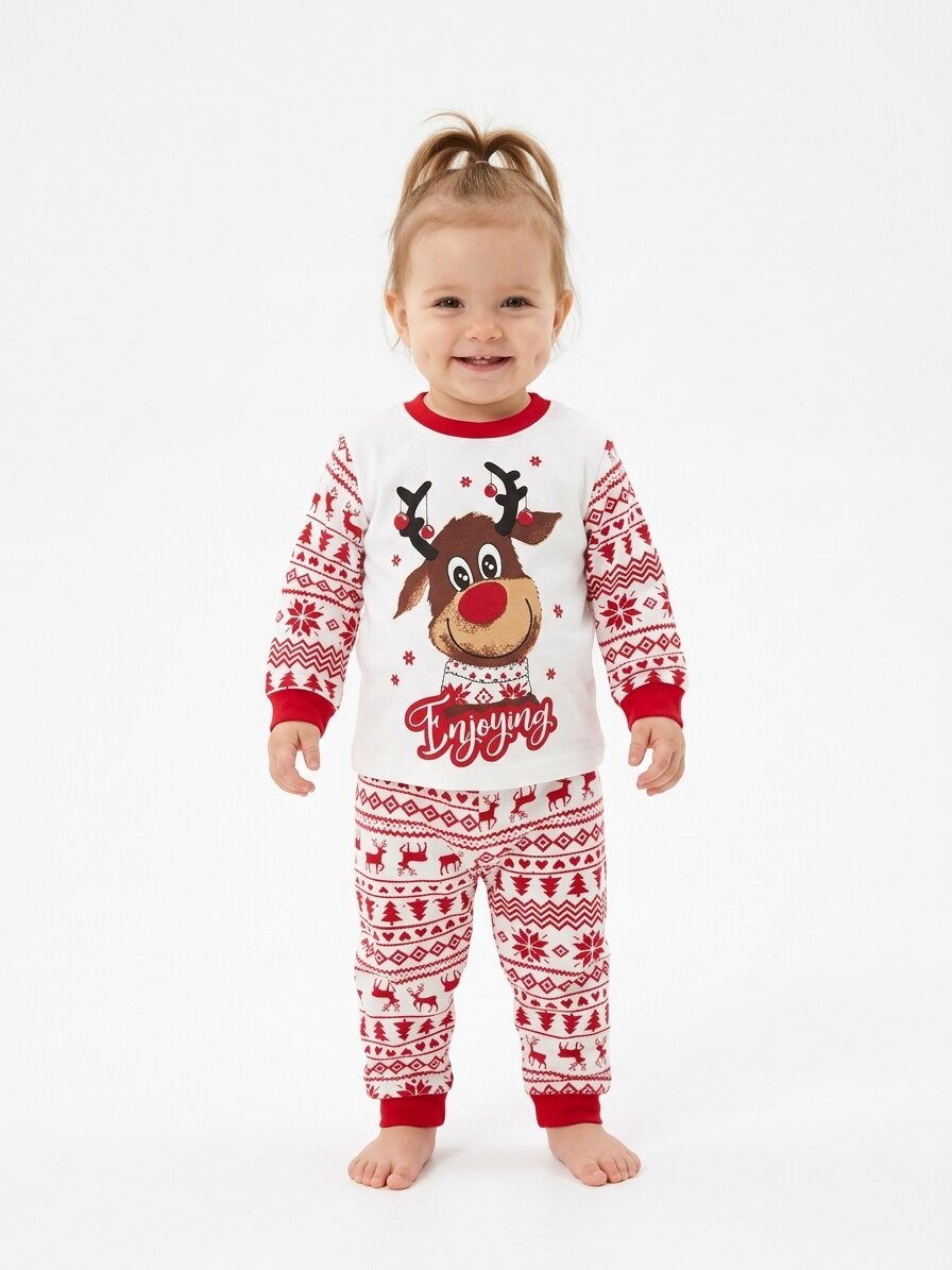 Mevsimlik Yılbaşı Temalı Kız Bebek Pijama Takımı - Görsel 3