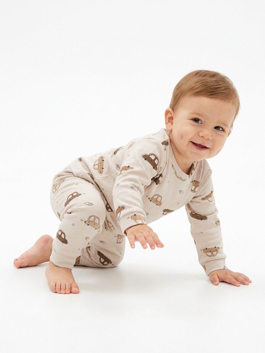 Pamuklu Araba Desenli Erkek Bebek 2li Pijama Takım - Görsel 2