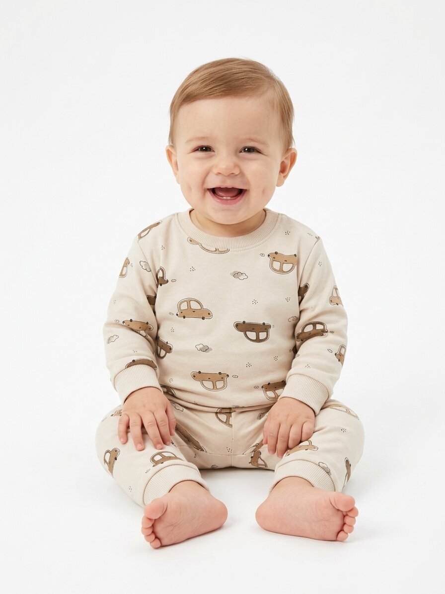 Pamuklu Araba Desenli Erkek Bebek 2li Pijama Takım - Görsel 3