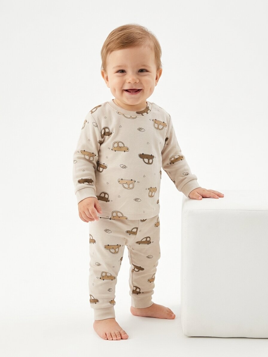 Pamuklu Araba Desenli Erkek Bebek 2li Pijama Takım - Görsel 4