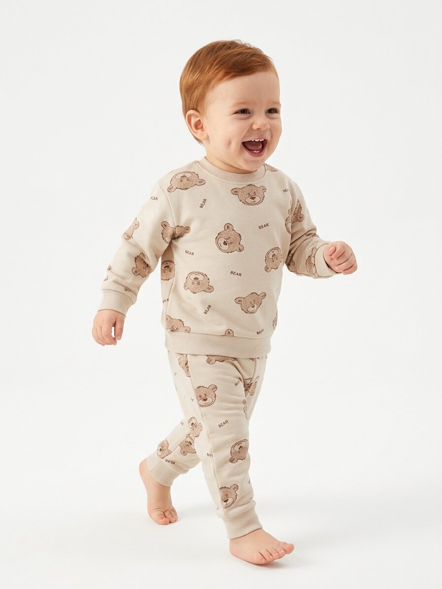 Pamuk Ayıcık Detaylı Erkek Bebek 2li Pijama Takım - Görsel 2