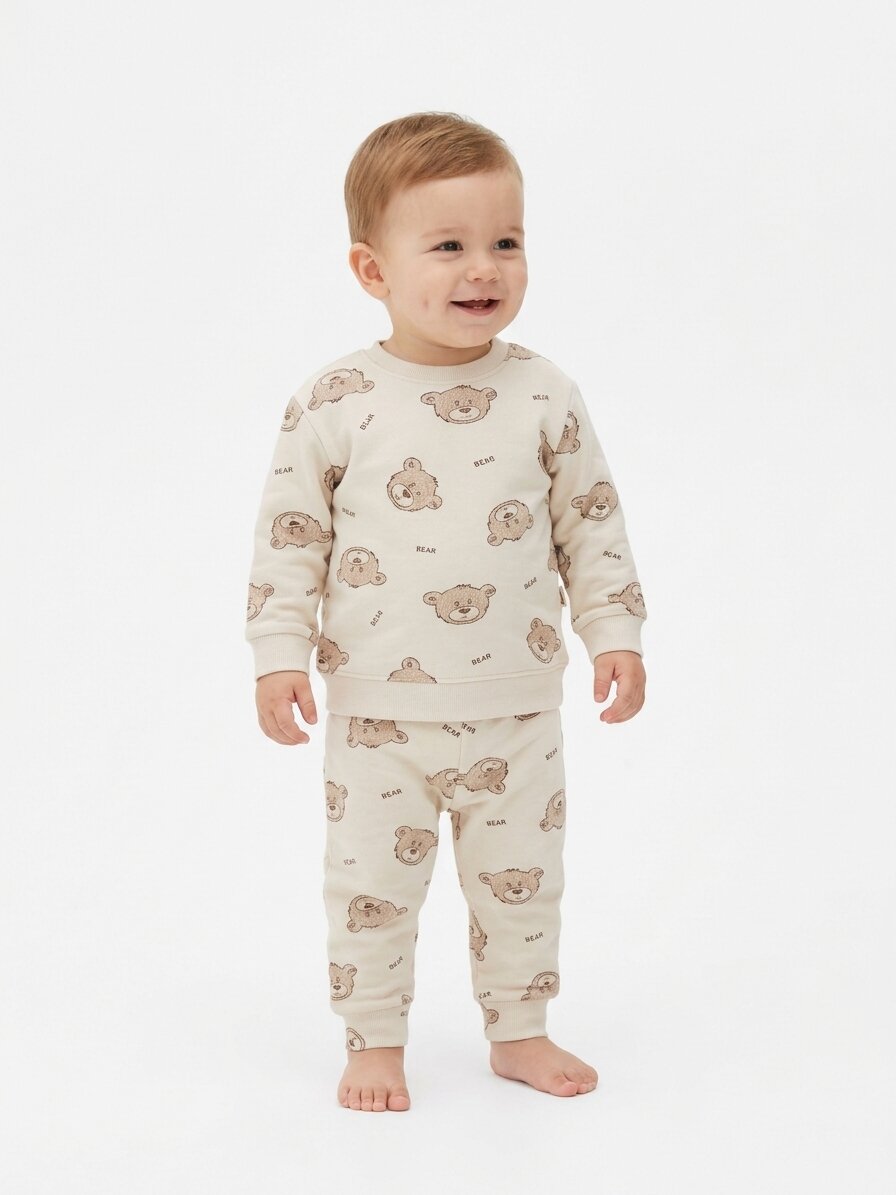 Pamuk Ayıcık Detaylı Erkek Bebek 2li Pijama Takım - Görsel 3